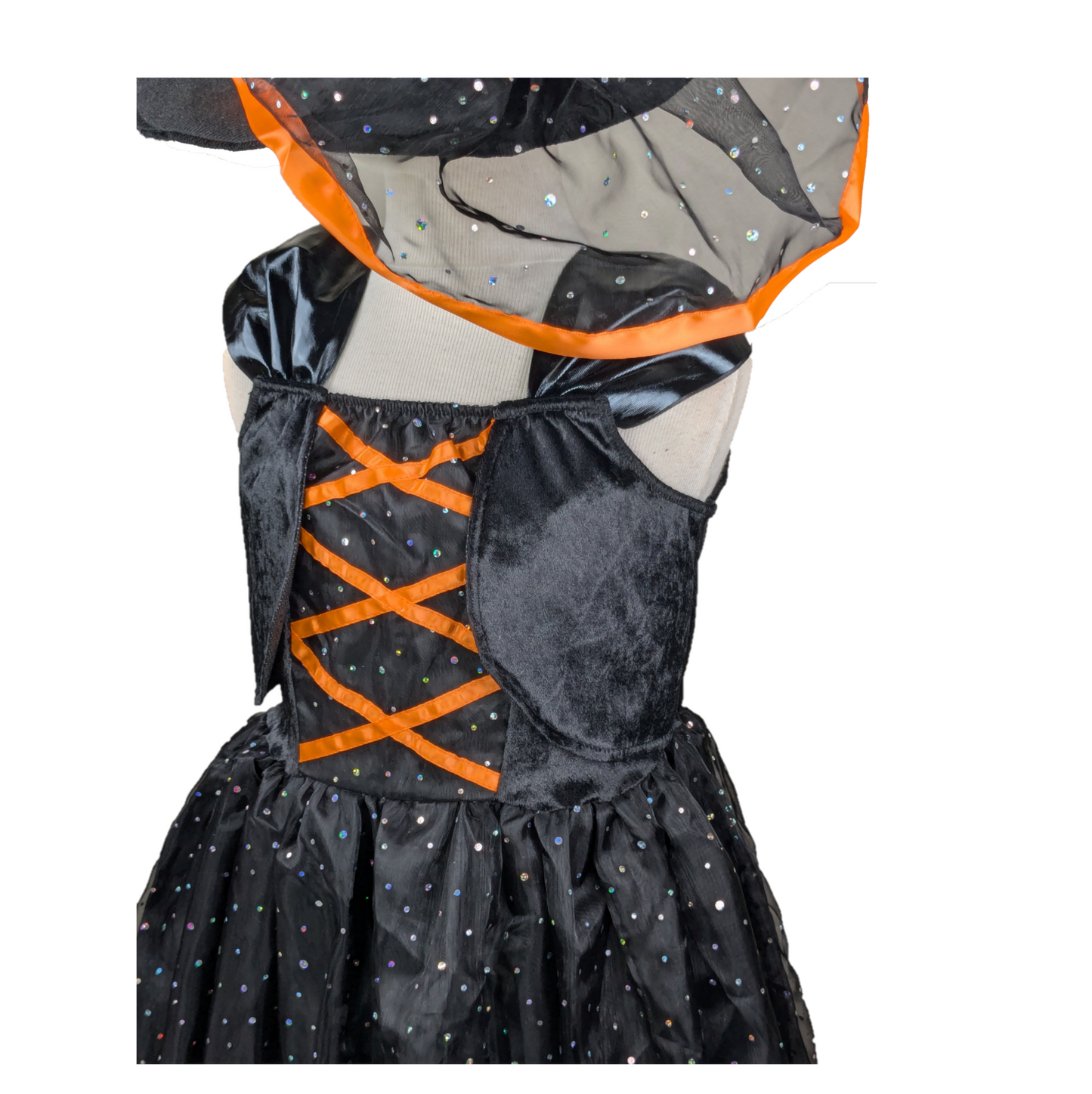 Déguisement Sorcière Fille Noir et Orange – Costume Halloween Enfant
