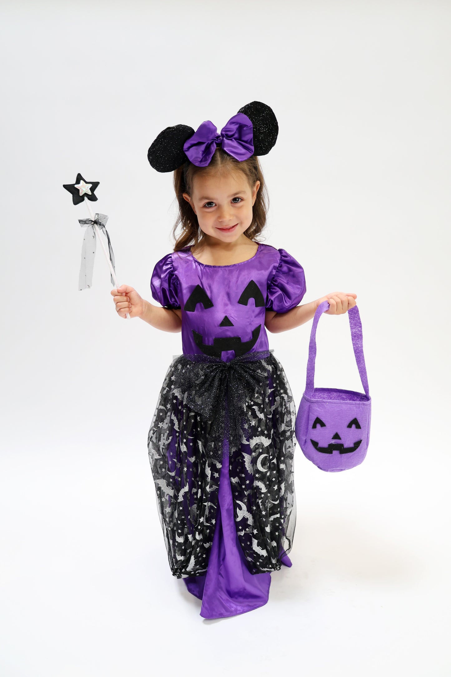 Déguisement d'Halloween : Sorcière Citrouille violet avec Serre-tête Minnie