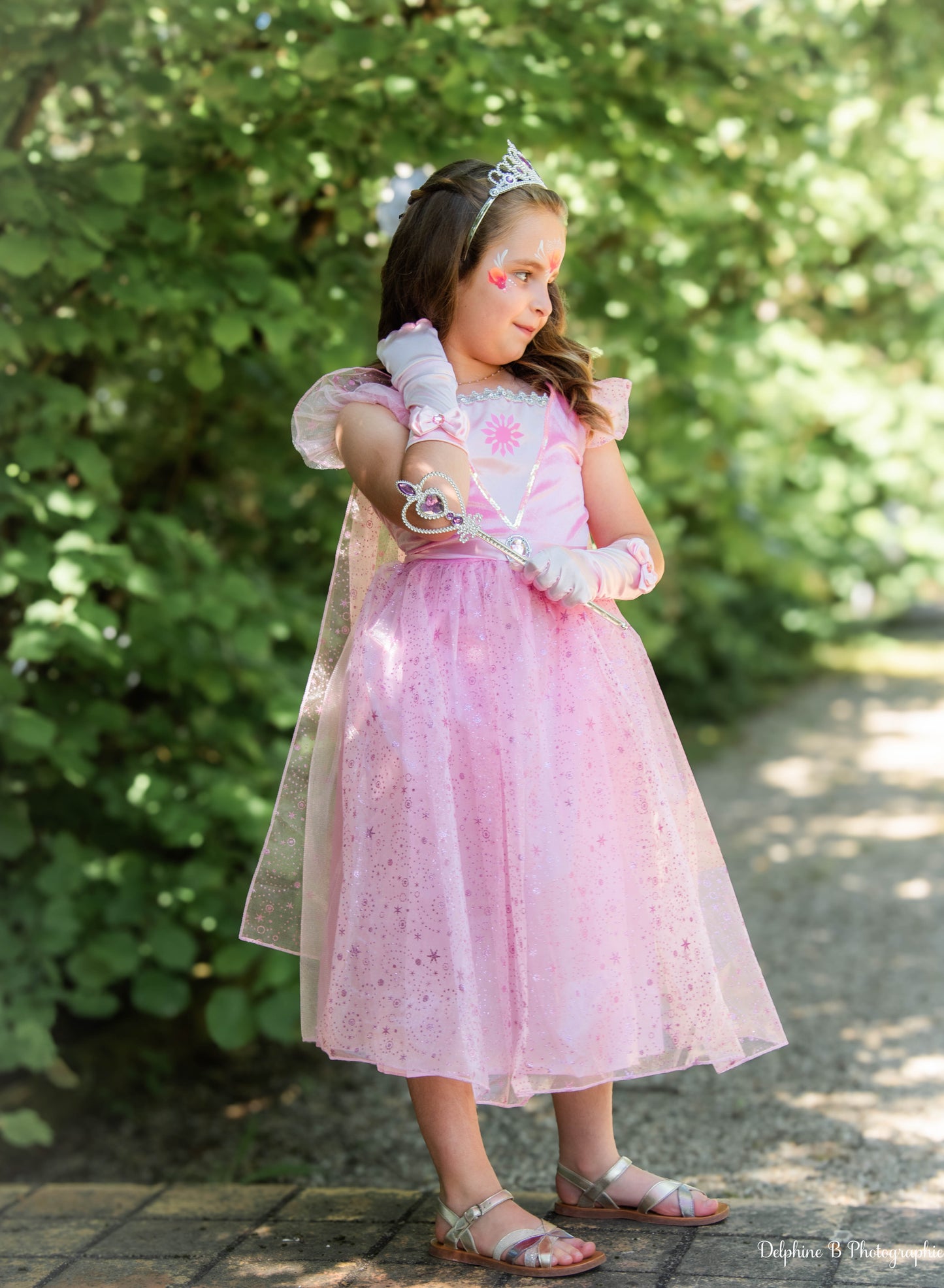 Déguisement princesse rose avec cape amovible