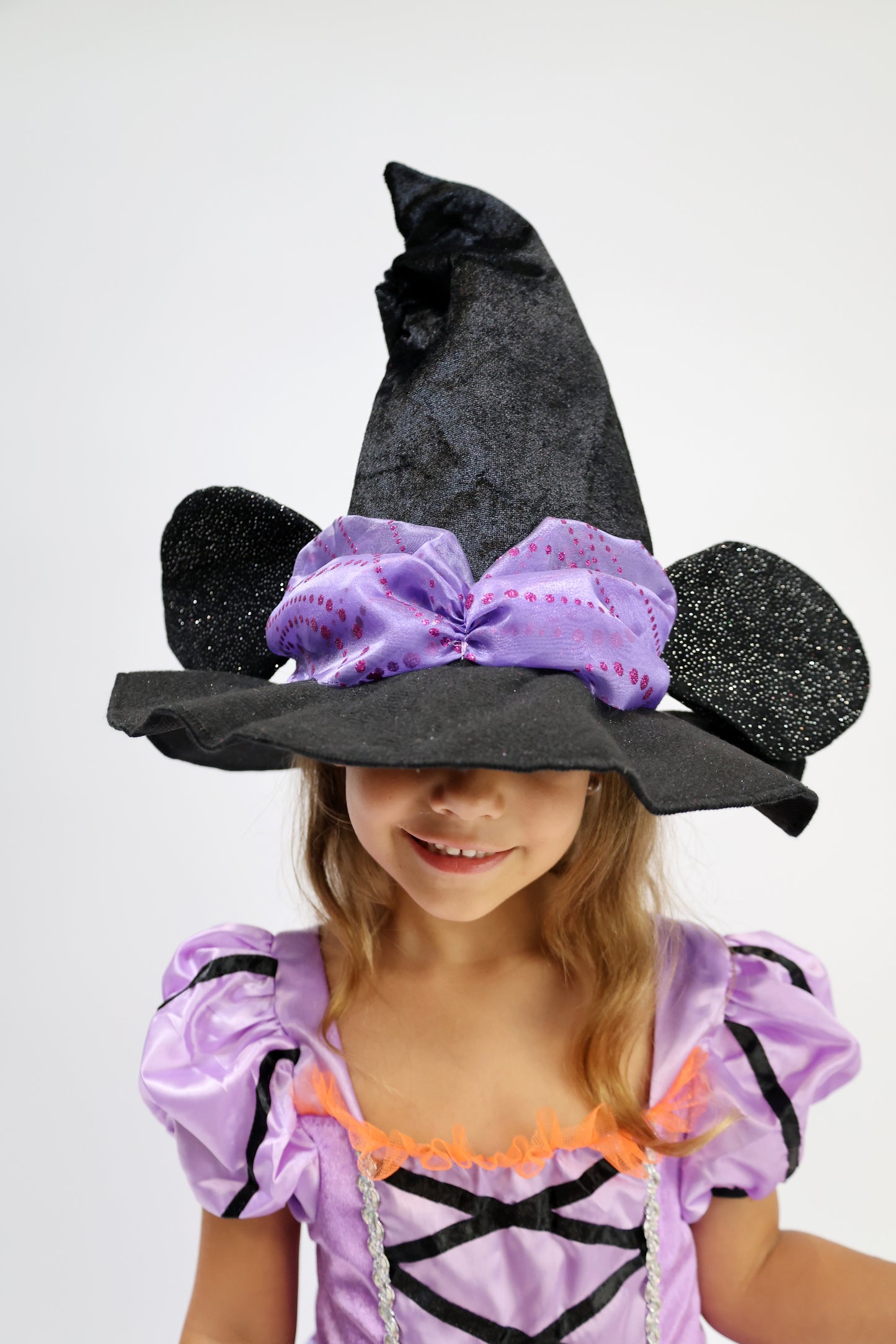 Déguisement d'Halloween : Sorcière Parme avec Chapeau Minnie Enfant