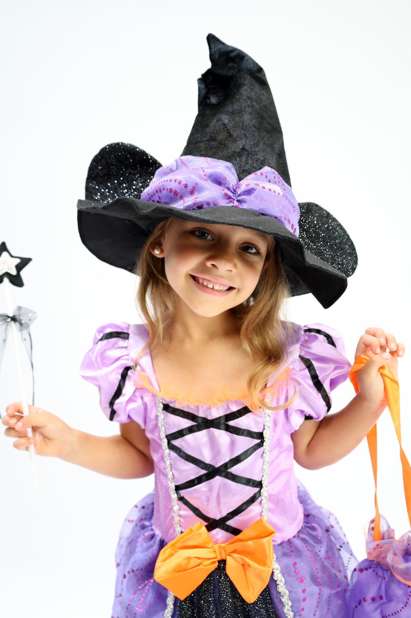 Déguisement d'Halloween : Sorcière Parme avec Chapeau Minnie Enfant