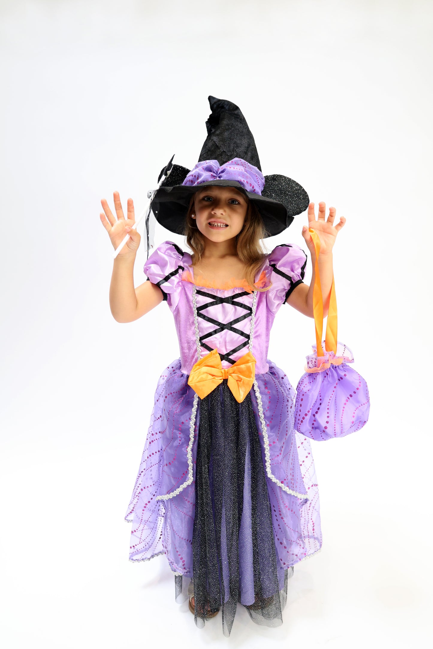 Déguisement d'Halloween : Sorcière Parme avec Chapeau Minnie Enfant