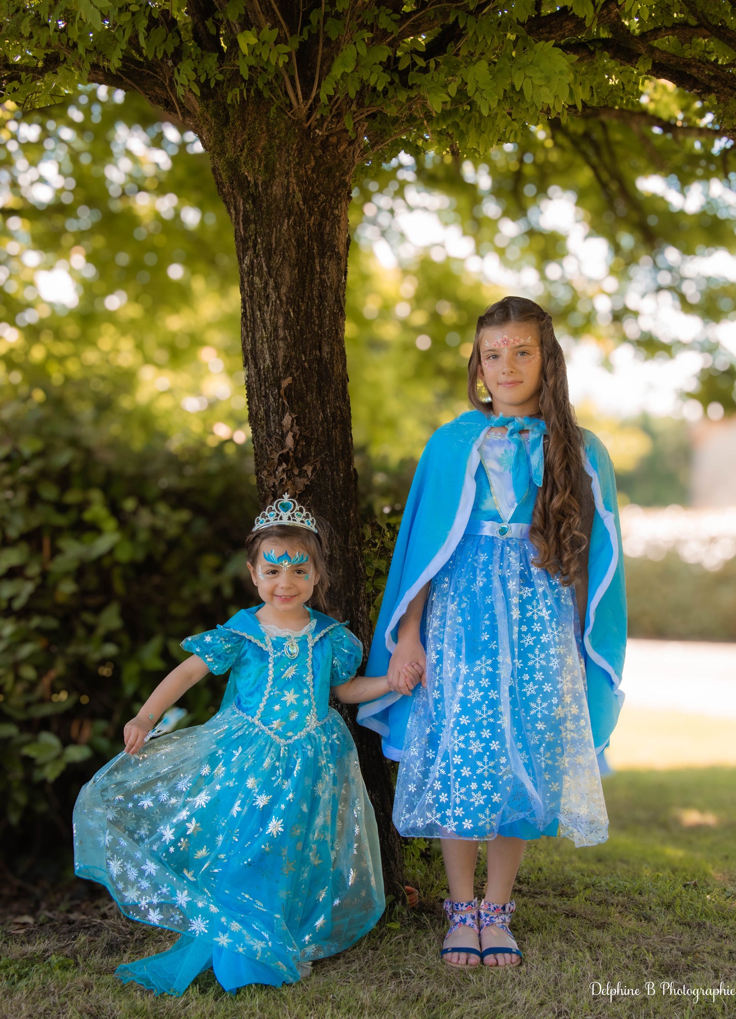 Robe de princesse bleue pour fille – Déguisement Reine des Neiges – Tailles 4 à 11 ans – Lilihope