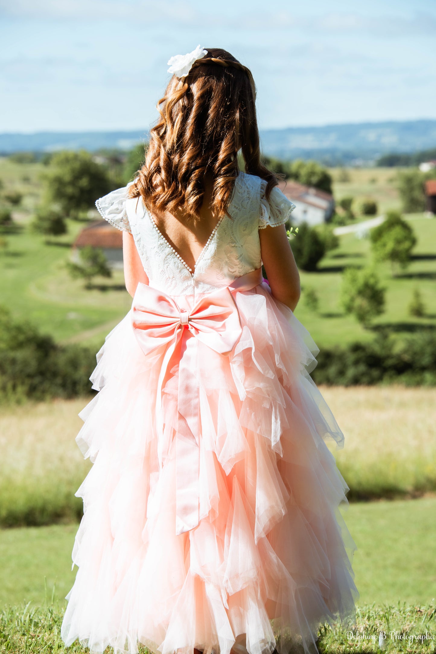 Robe de cérémonie Blanche avec sac assorti