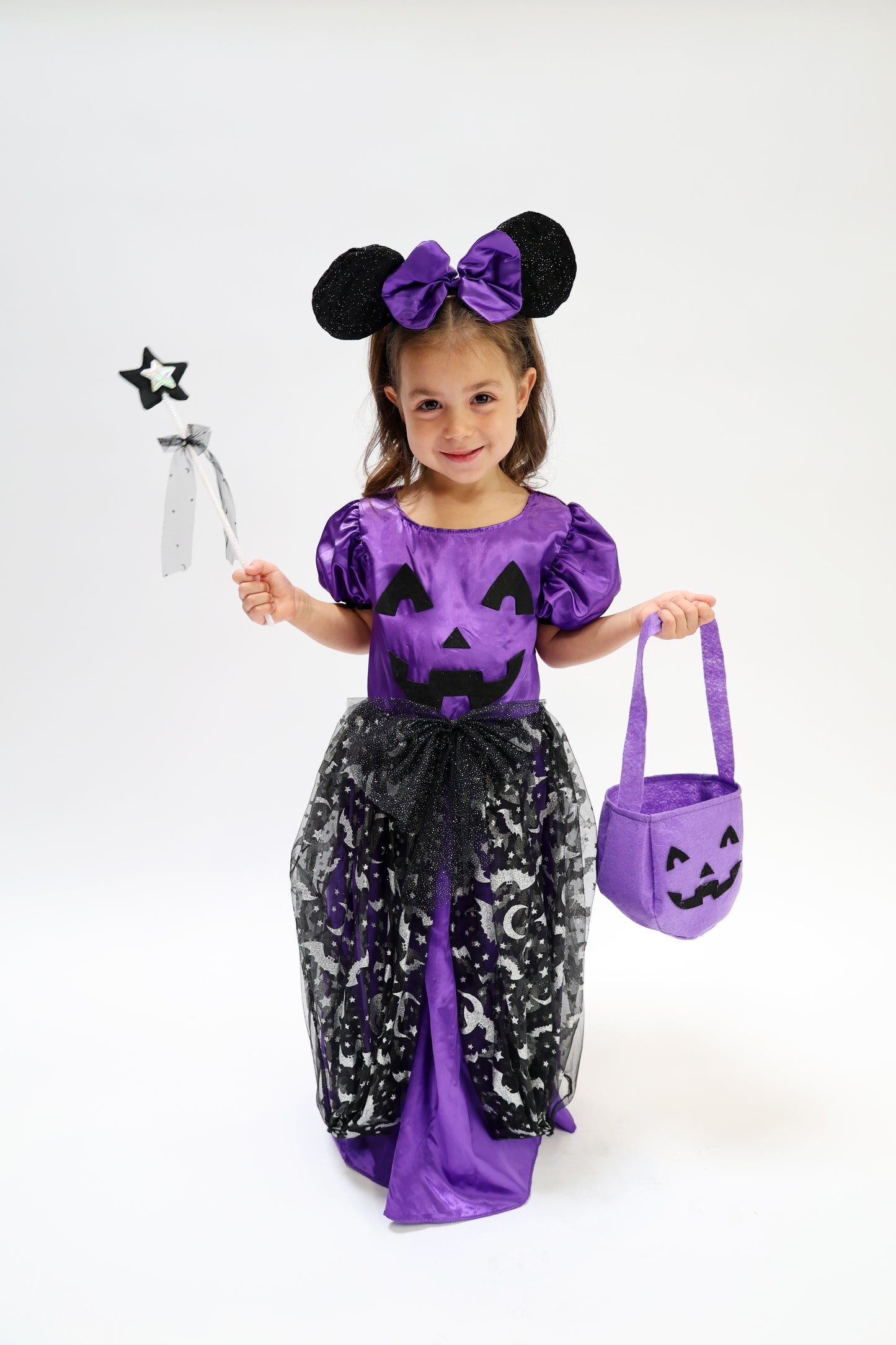Déguisement d'Halloween : Sorcière Citrouille violet avec Serre-tête Minnie