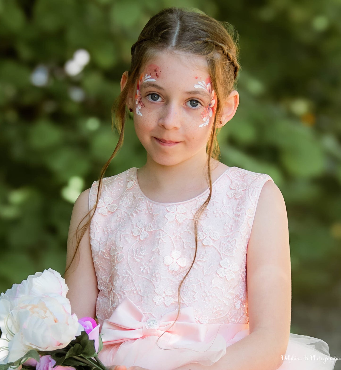 Robe de cérémonie rose à volants et gros nœud