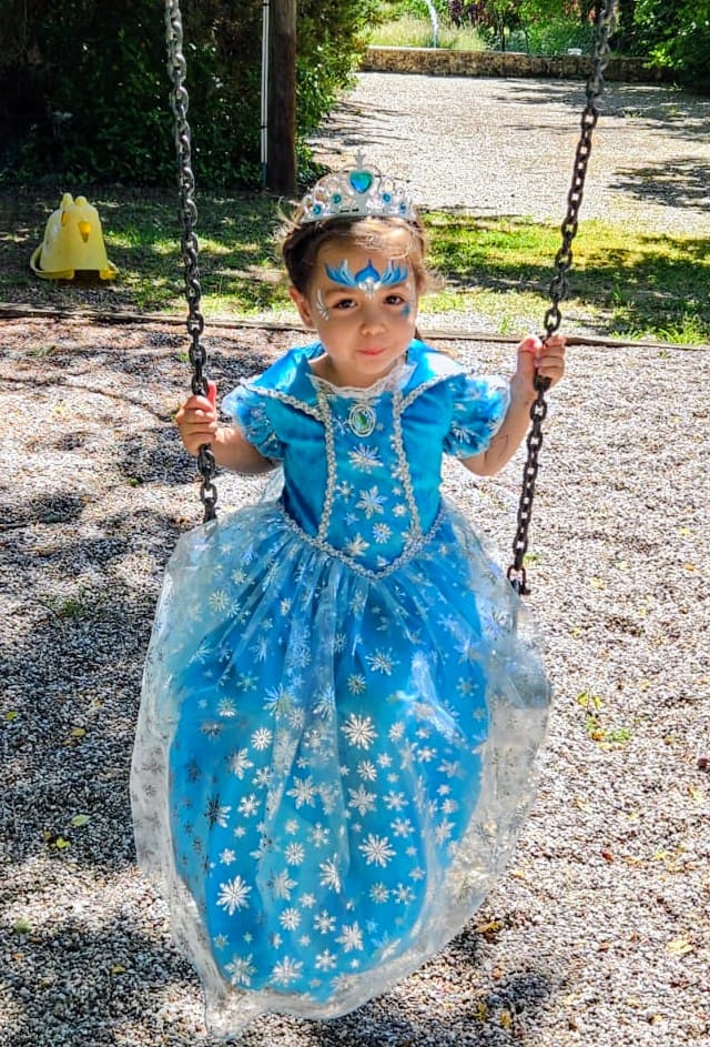Robe de princesse bleue pour fille – Déguisement Reine des Neiges – Tailles 4 à 11 ans – Lilihope