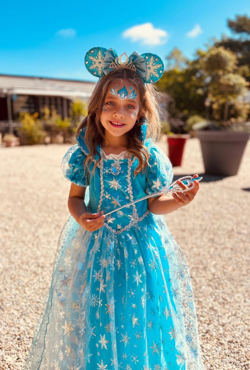Robe de princesse bleue pour fille – Déguisement Reine des Neiges – Tailles 4 à 11 ans – Lilihope