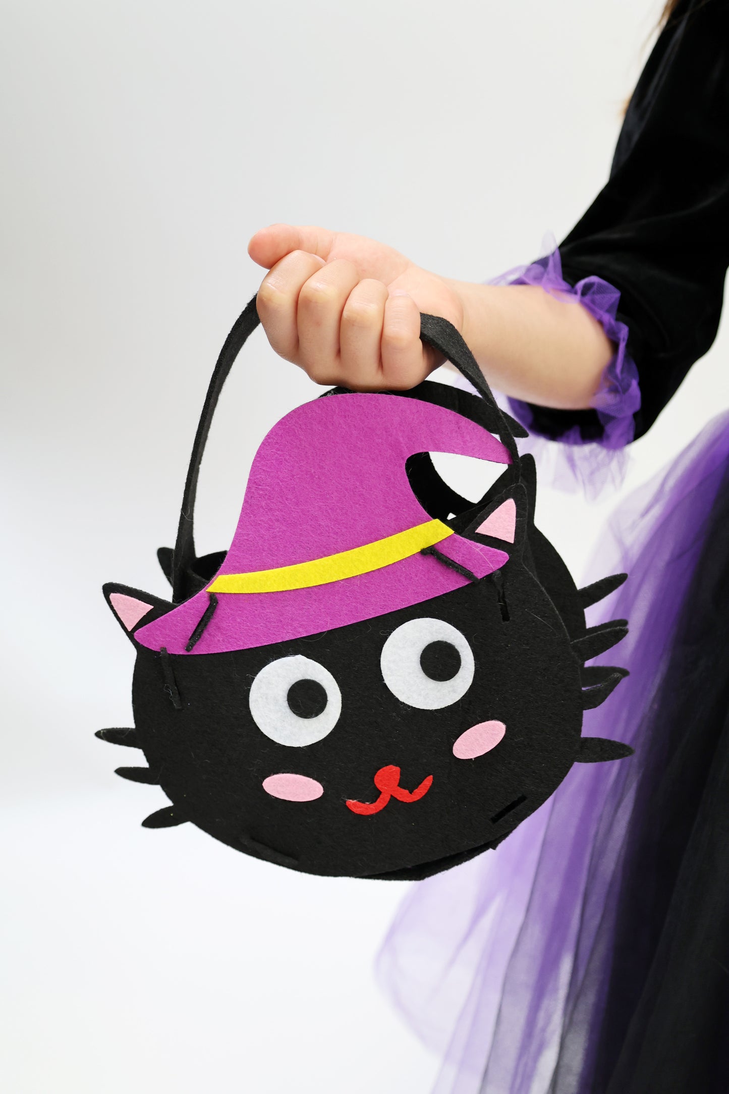 Déguisement d'Halloween: Sorcière Noir et Violet avec Chapeau Enfant