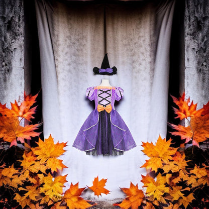 Déguisement d'Halloween : Sorcière Parme avec Chapeau Minnie Enfant