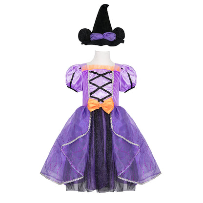 Déguisement d'Halloween : Sorcière Parme avec Chapeau Minnie Enfant