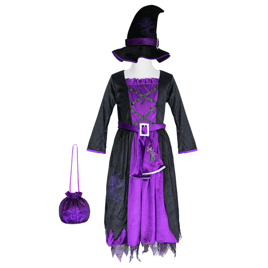 Déguisement d'Halloween : Sorcière Noir et Violet  Enfant