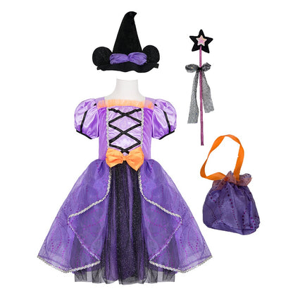 Déguisement d'Halloween : Sorcière Parme avec Chapeau Minnie Enfant