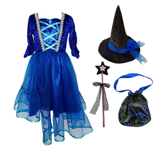 Costume Enchanteur : La Sorcière Bleue et son Chapeau Magique pour Enfant