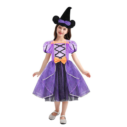 Déguisement d'Halloween : Sorcière Parme avec Chapeau Minnie Enfant