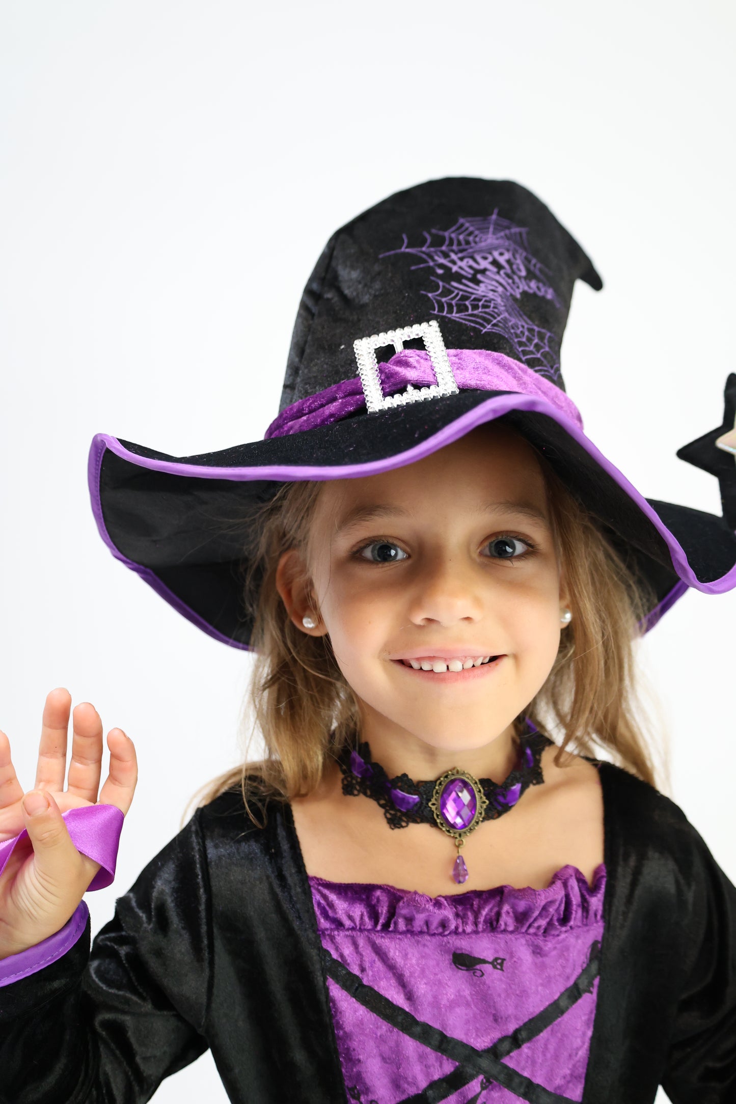 Déguisement d'Halloween : Sorcière Noir et Violet  Enfant