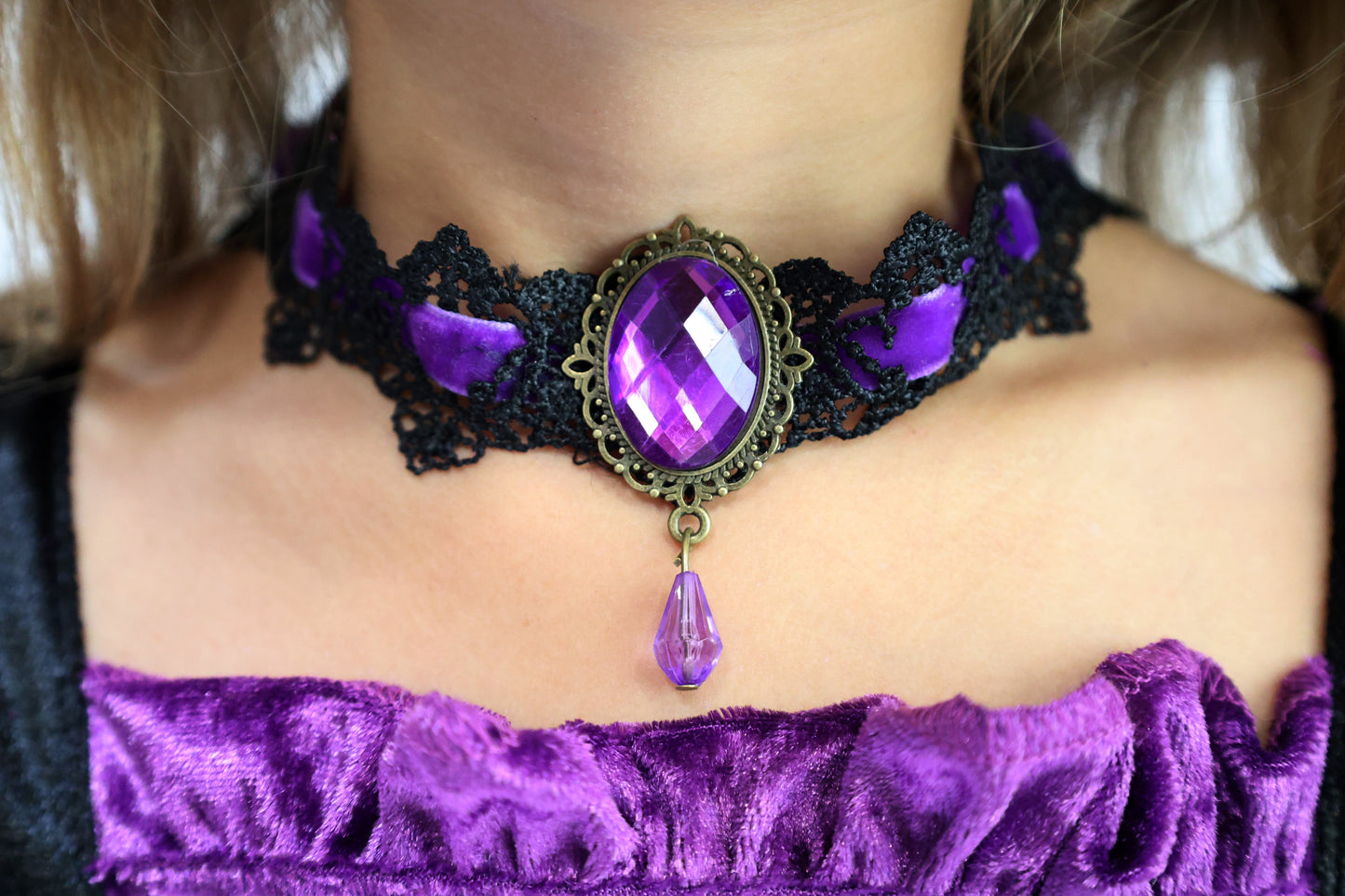 Déguisement d'Halloween : Sorcière Noir et Violet  Enfant