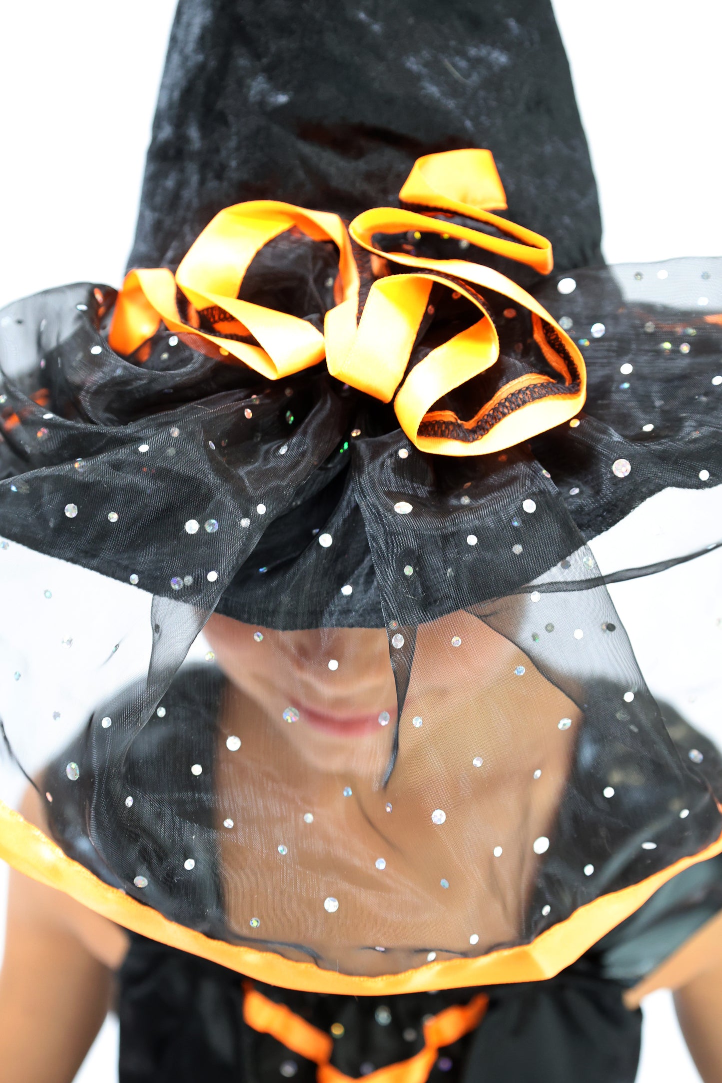 Déguisement Sorcière Fille Noir et Orange – Costume Halloween Enfant