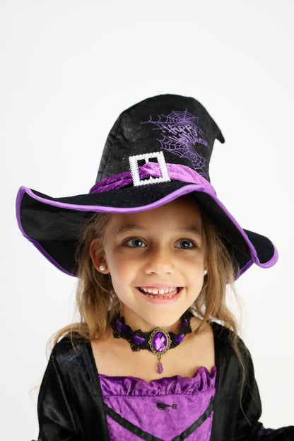 Déguisement d'Halloween : Sorcière Noir et Violet  Enfant