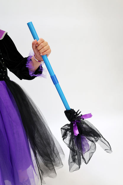 Déguisement d'Halloween: Sorcière Noir et Violet avec Chapeau Enfant