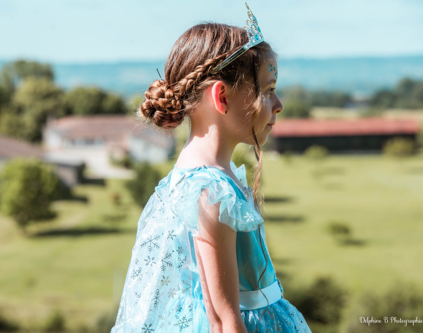 Robe Princesse Bleue avec Cape Détachable