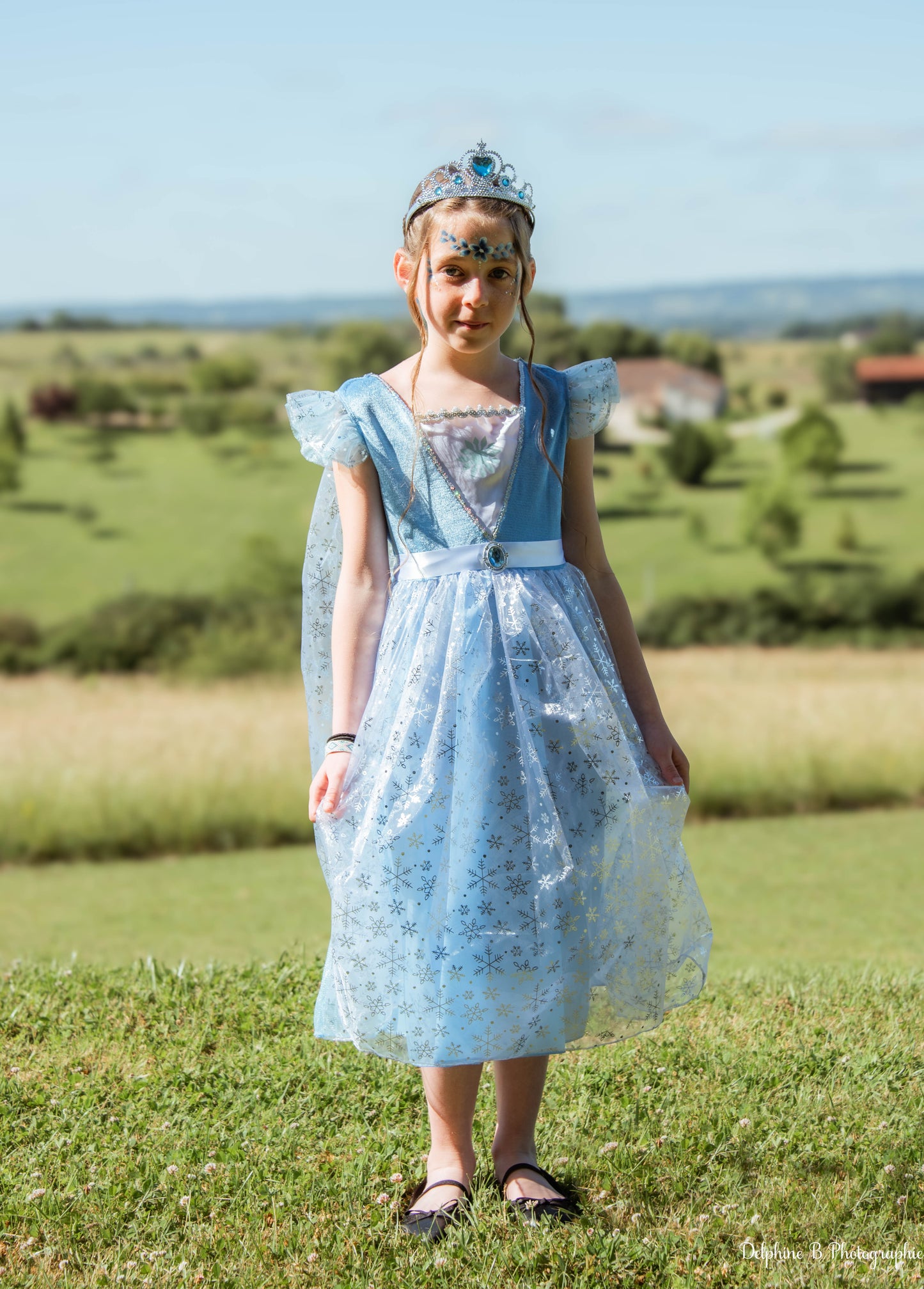 Robe Princesse Bleue avec Cape Détachable