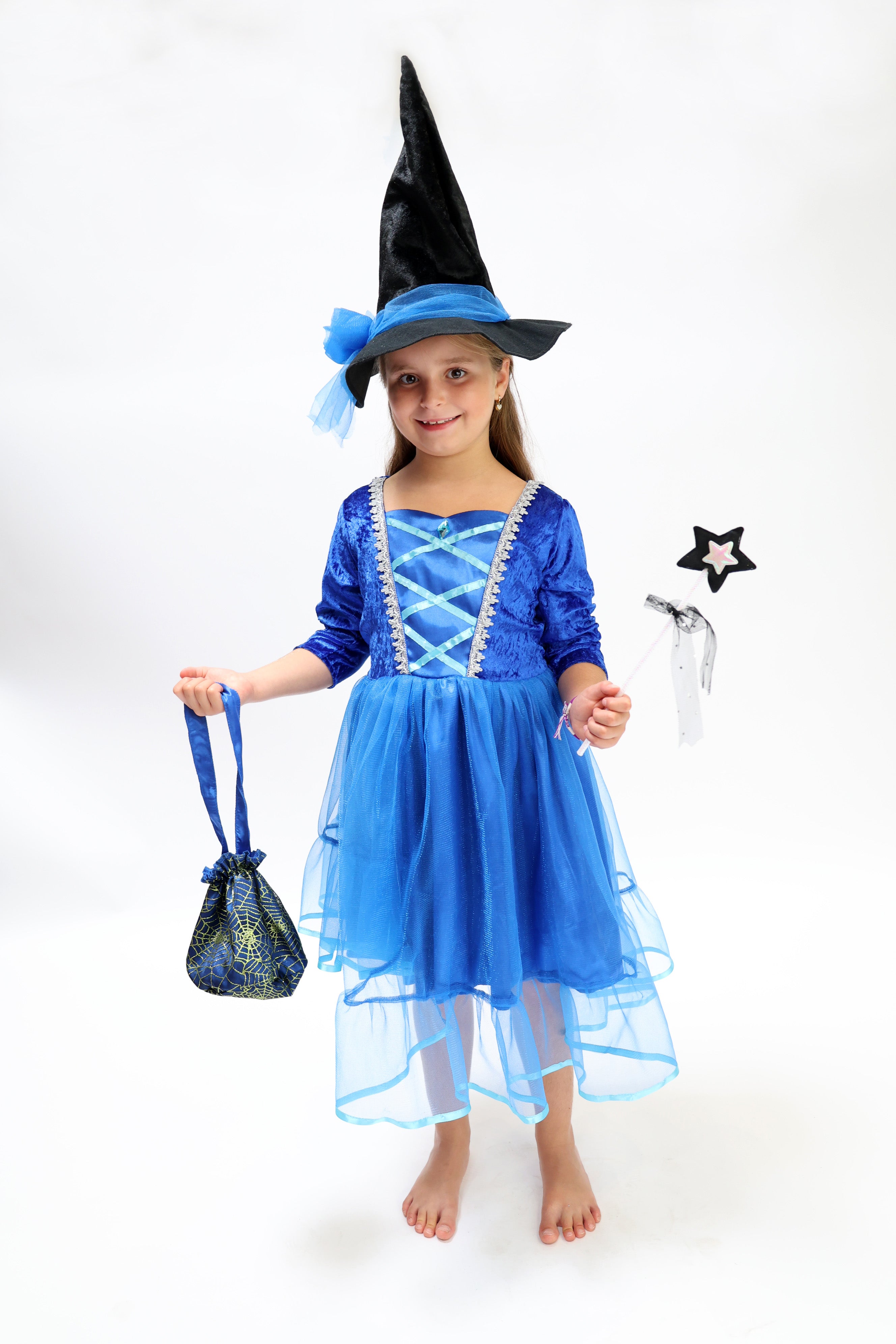 Costume Enchanteur : La Sorcière Bleue et son Chapeau Magique pour Enfant