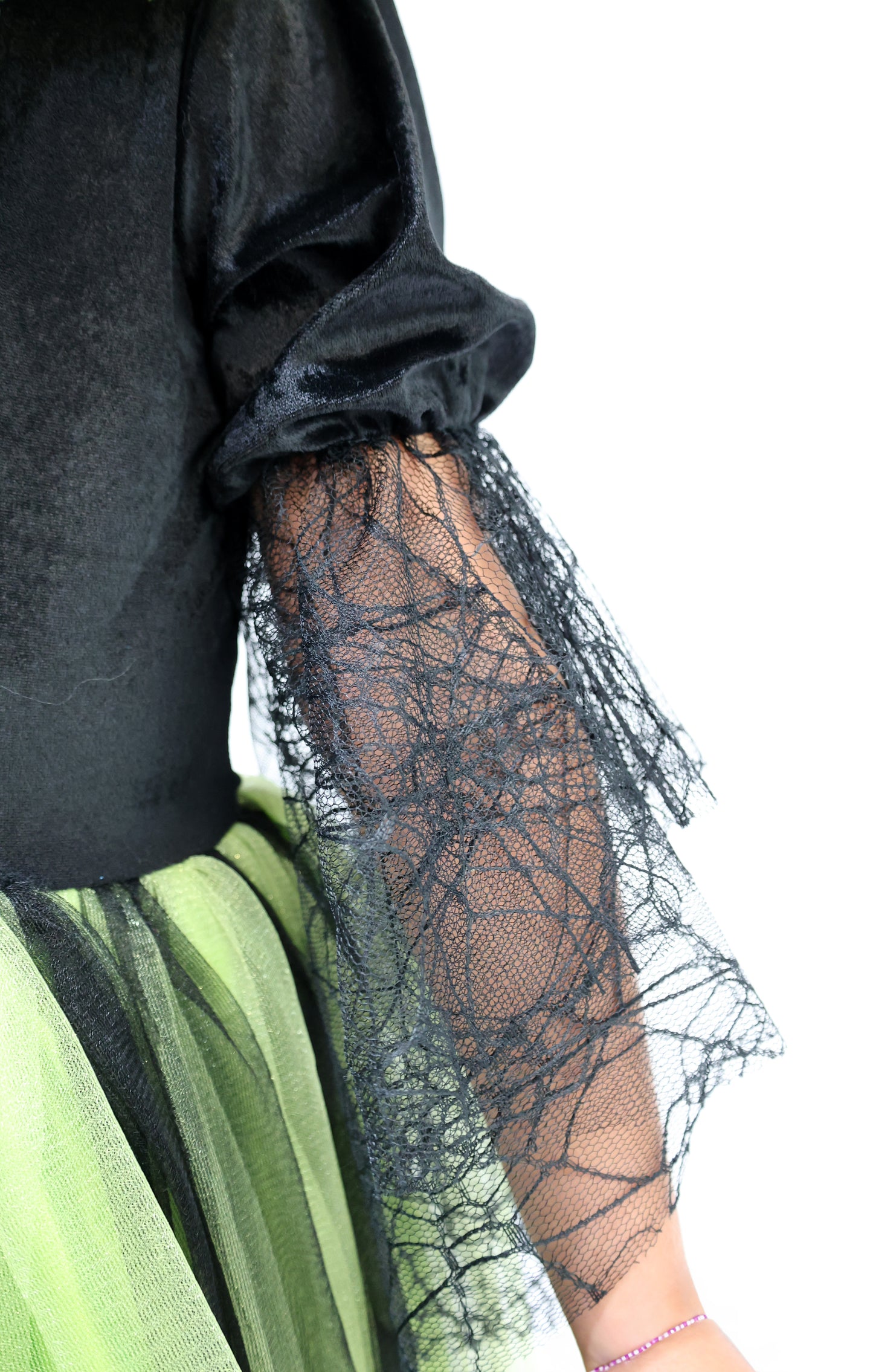 Déguisement d'Halloween : Sorcière Noir et Vert avec Chapeau Enfant