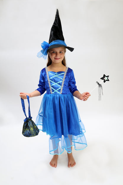 Costume Enchanteur : La Sorcière Bleue et son Chapeau Magique pour Enfant