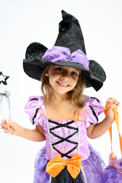 Déguisement d'Halloween : Sorcière Parme avec Chapeau Minnie Enfant