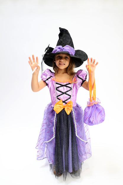 Déguisement d'Halloween : Sorcière Parme avec Chapeau Minnie Enfant