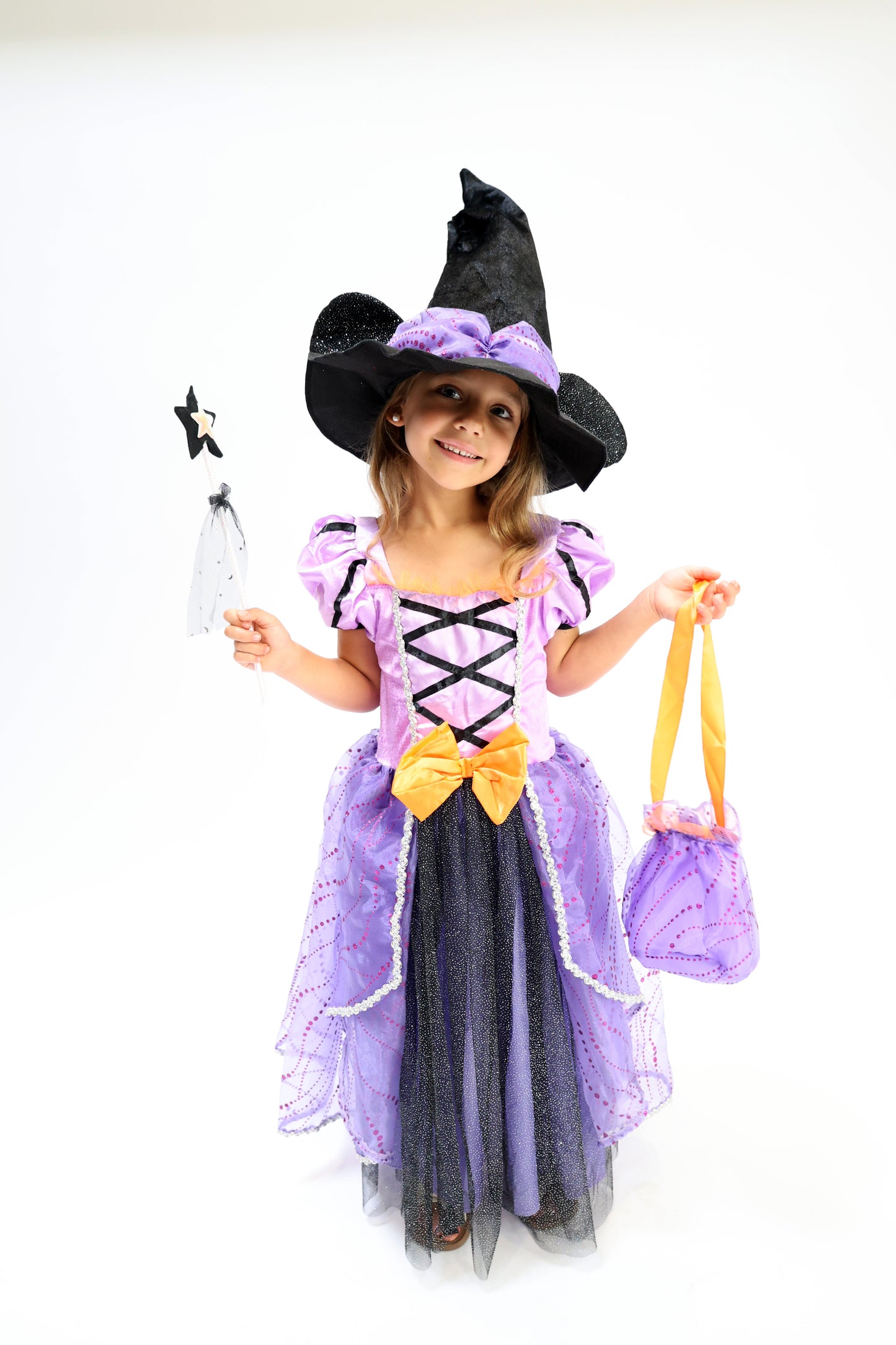 Déguisement d'Halloween : Sorcière Parme avec Chapeau Minnie Enfant