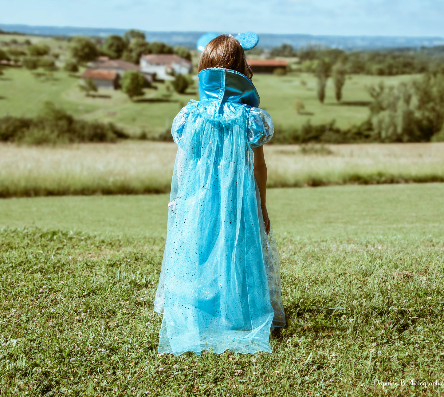 Robe de princesse bleue pour fille – Déguisement Reine des Neiges – Tailles 4 à 11 ans – Lilihope