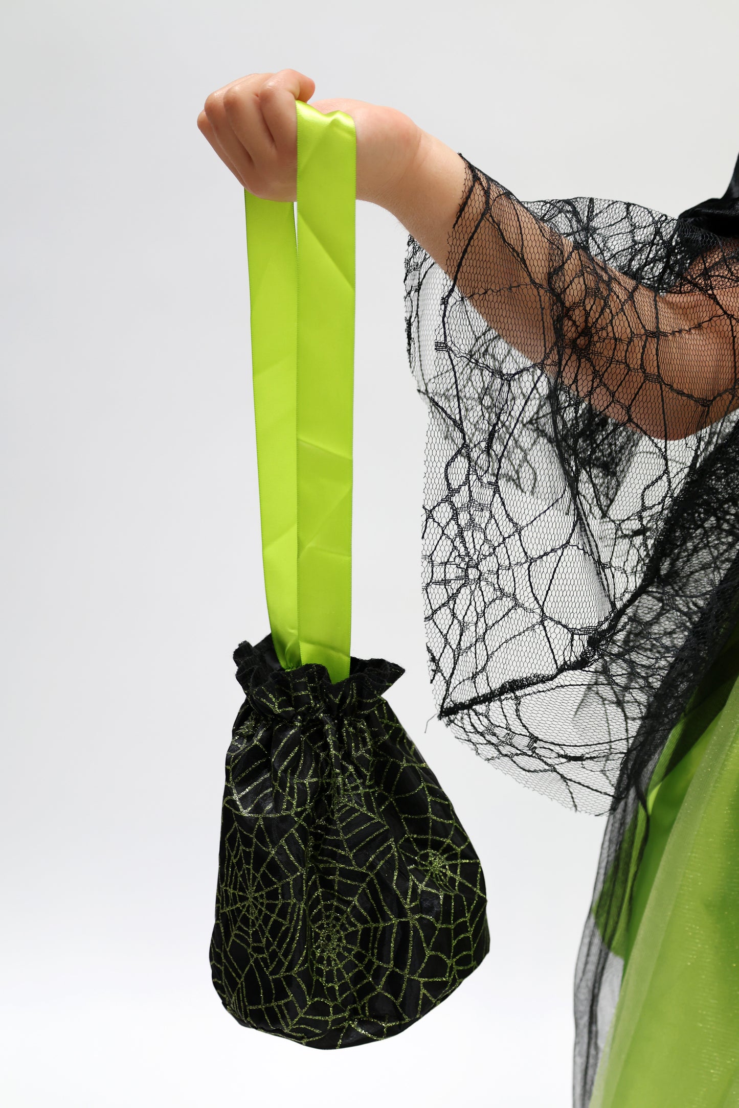 Déguisement d'Halloween : Sorcière Noir et Vert avec Chapeau Enfant