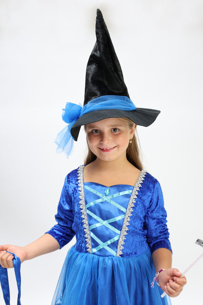 Costume Enchanteur : La Sorcière Bleue et son Chapeau Magique pour Enfant
