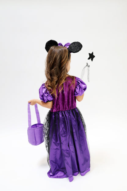 Déguisement d'Halloween : Sorcière Citrouille violet avec Serre-tête Minnie